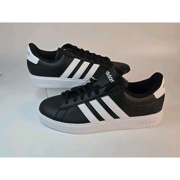 Adidas Mens Size 9.5 Grand Court 2.0 Shoes Black w/ White Stripes GW9195 Sneaker main image 7